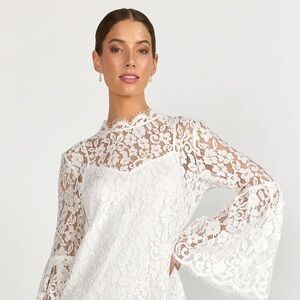New York and Company white lace blouse Sz med